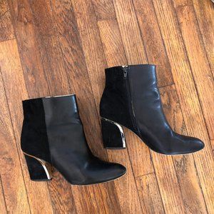 Black chunky ankle heel boots